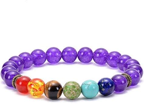 Buy EDMIRIA Natural Amethyst 7 Chakra Semi Precious Stones Charm Reiki ...