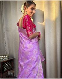 Lavender Banarasi Soft Silk Saree With Zari Weaving Work – Sareewave