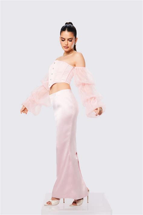 Tas Tas Off-Shoulder Ruffled Corset Top | Premium Satin & Organza ...