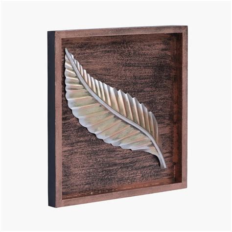Buy VEDAS Metal and Wood Olm Leaf Framed Wall Art from Vedas at just ...