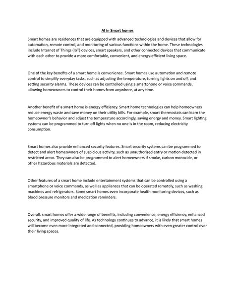 AI in Smart homes - AI in Smart homes Smart homes are residences that ...