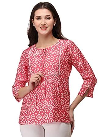 PRETTIFY Women's Viscose 3/4 Sleeve Regular Fit Western Top Short Kurti ...