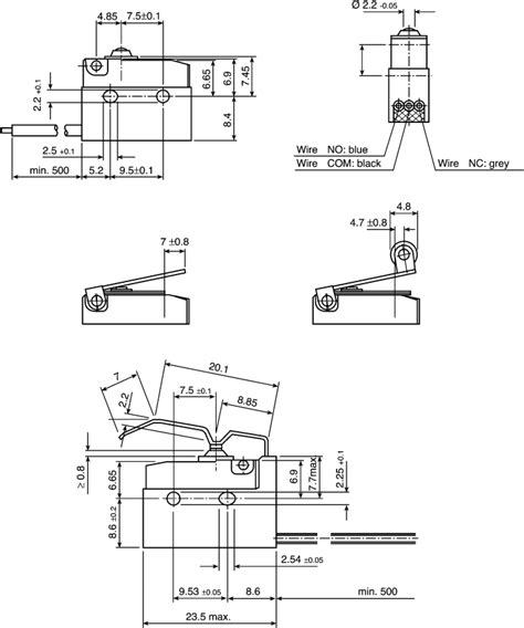 DC1C-C3RC ZF | ZF Roller Lever Micro Switch, Through Hole Terminal, 6 A ...