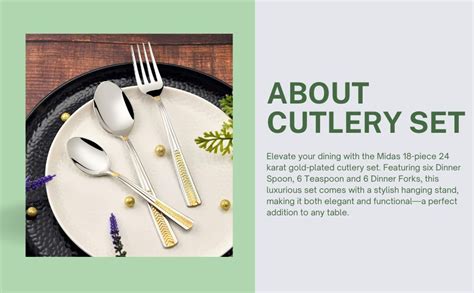 FnS Midas 24 Karat Gold Plated on Handle Stainless Steel 18 Pc Cutlery ...