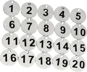 90 Degree Stainless Steel Number Tokens Chips Coins with Hole for bank ...