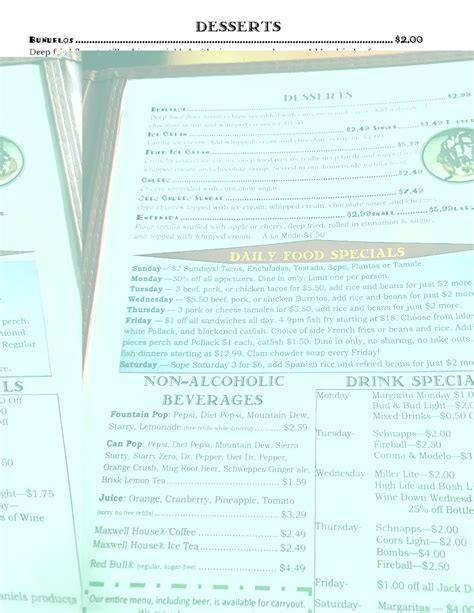 Menu at Leroy's "Hot Stuff" pub & bar, Porter