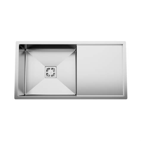 Cera Leah 860x450mm Satin Handmade single bowl sink with drain board ...