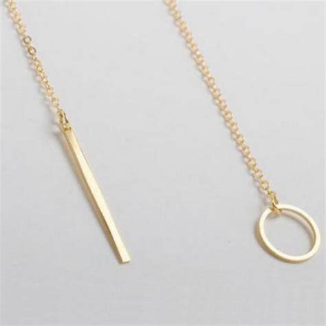 Gold Plated Line And Circle Y Shaped Necklace – Vembley
