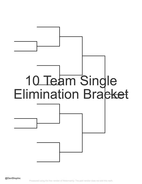 8 Team Single Elimination Bracket With 3rd Place Game 22 X 34 64 PLAYER ...