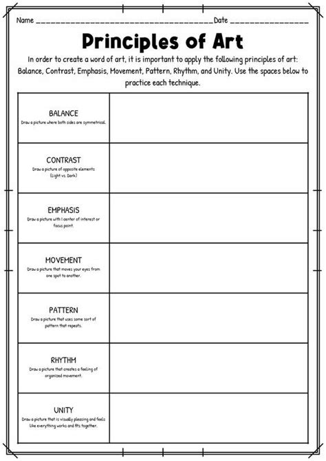 Image result for Design Principles of Art Worksheet