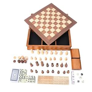 Buy GSE Wooden 7-in-1 Board Game Set - Chess, Checkers, Backgammon ...