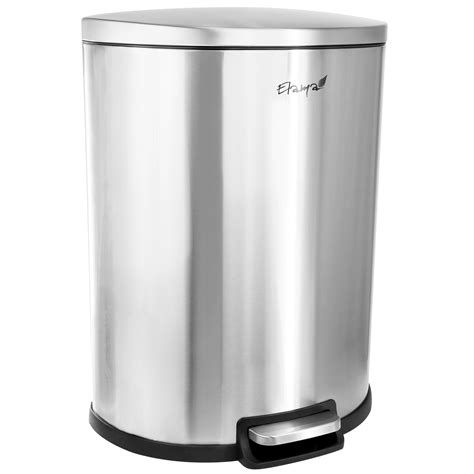 Elama 13 Gallon Half Circle Stainless Steel Step Trash Bin with Slow Close Mechanism in Matte ...