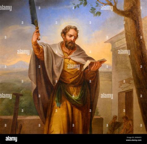 St Simon the Zealot, the patron of tanners. Oil on canvas, flag of the ...