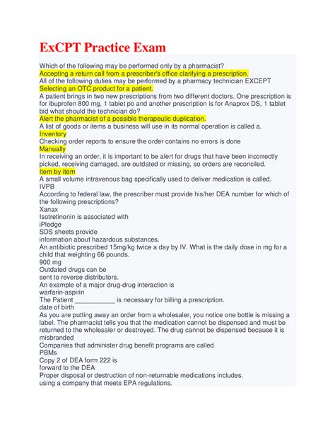 ExCPT Practice Exam with Brief Correct Answers/ Best solution ...