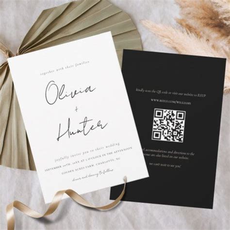 Minimalist QR Code Wedding Invitation | Zazzle | White wedding ...