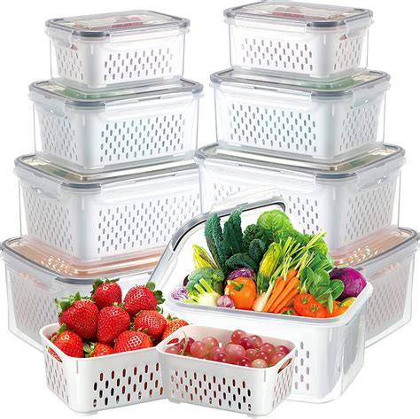 Meneflix Fresh Storage Containers,4 Packs Fruit Container Fridge Bpa ...