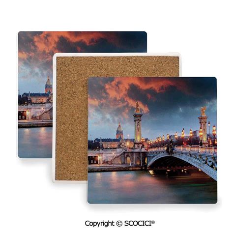 Ceramic Coaster with Wood Bottom Protection, for Mugs, Wine Glasses ...