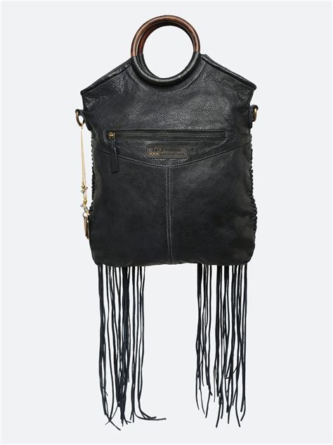 Martinka: Navy Blue leather shopper with wooden handle with weaving ...