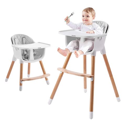 Amazon.com : IKARE Wooden Natural Baby High Chair W/Removable Tray ...