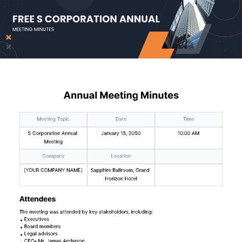 Free Annual General Meeting Minutes Template to Edit Online