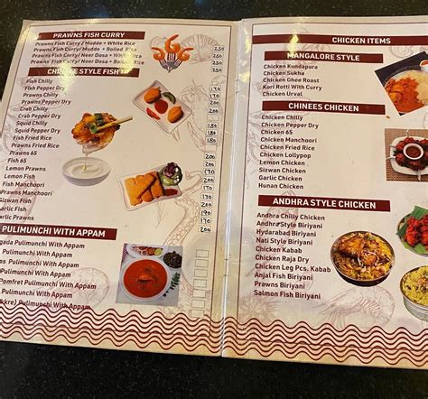 Menu at Rexon fish boat, Bengaluru