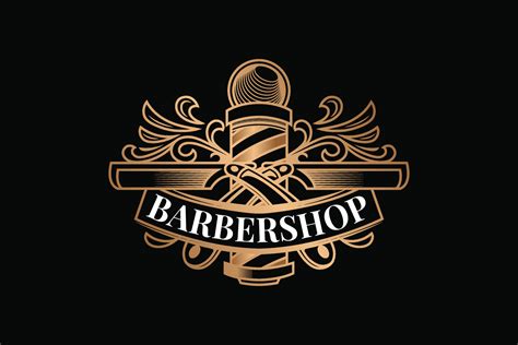 Barbershop Unique Elegant Gold Logo Template 11643685 Vector Art at ...
