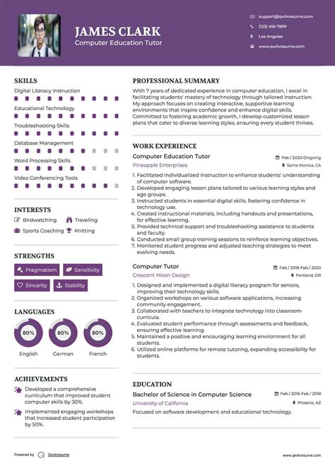 Image result for Computer Tutor Resume
