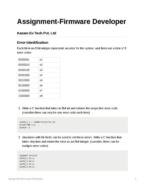 Assignment-Firmware Developer-1 - Ltd Error Identification Each bit in ...