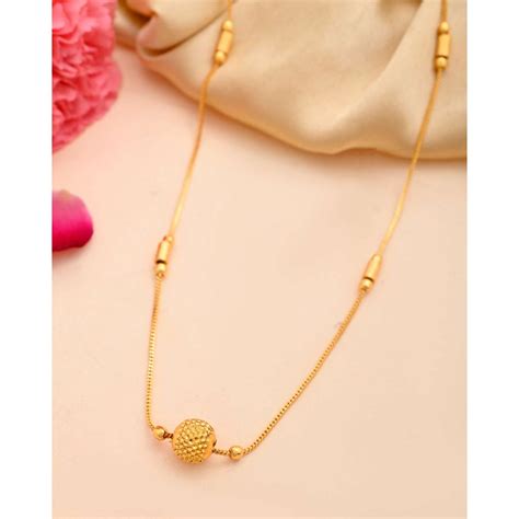 Buy VOJ Gold Plated Designer Piped Chain With big Gold Bead. Online