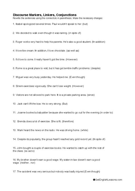 Discourse Markers - online exercise - Discourse Markers, Linkers ...