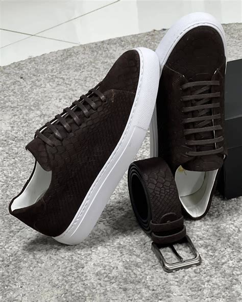 Discover timeless elegance with Suede Brown Sneakers, a perfect fusion ...
