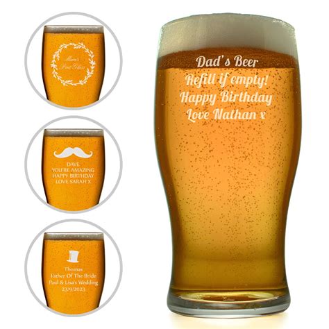 Engraved Tulip Pint Glass Choose Your Bespoke Design