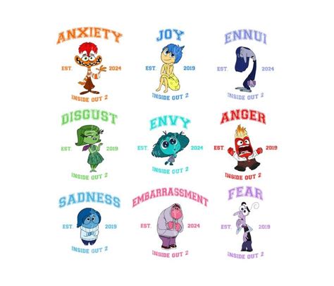 Inside Out 2 Personaggi SVG PNG, Pacchetto SVG PNG di Inside Out 2 ...