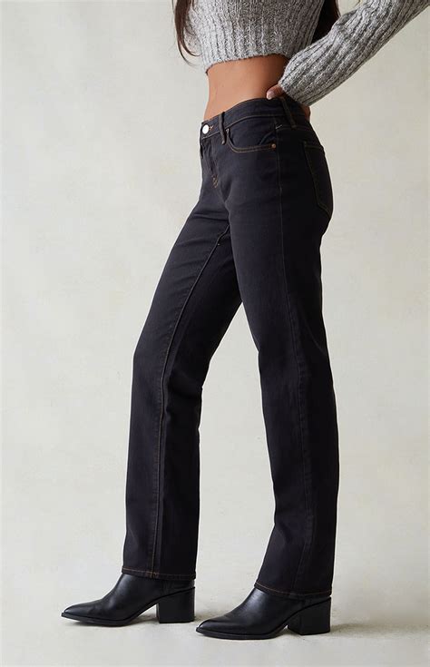Pacsun Stretch Black Low Rise Straight Leg Jeans | Pacsun