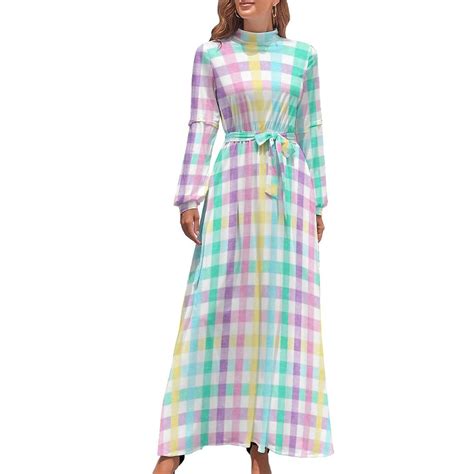 Spring Plaid - Pastel Easter Check Long Dress elegant dresses plus ...