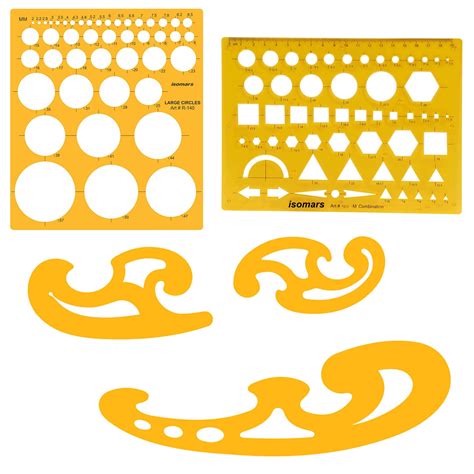 Isomars General Purpose Circles Drawing Drafting Templates Combo ...