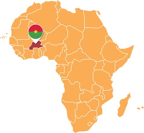 mapa de burkina faso na áfrica, ícones mostrando bandeiras e ...