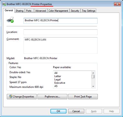 Image result for Printer Properties Menu