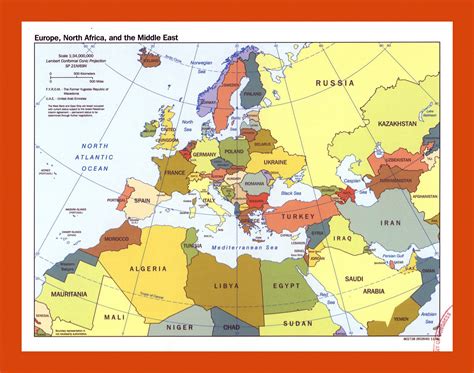 Political map of Europe, North Africa and the Middle East - 2000 ...
