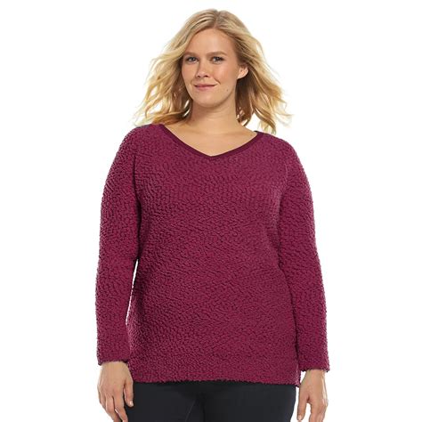 Plus Size Sonoma Goods For Life® Popcorn-Stitch V-Neck Sweater