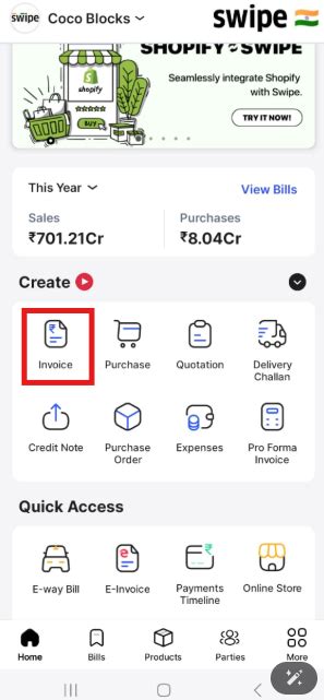 How to select notes while creating the invoice on mobile? - Android - Swipe