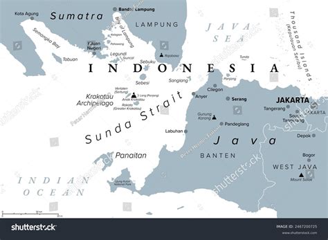 Sunda Strait Indonesia Gray Political Map Stock Vector (Royalty Free) 2467200725 | Shutterstock