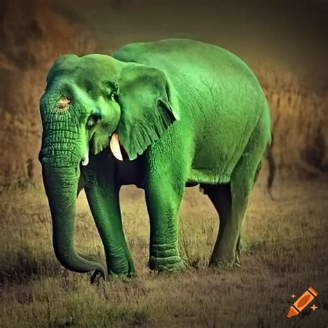 Green elephant with pear-like features