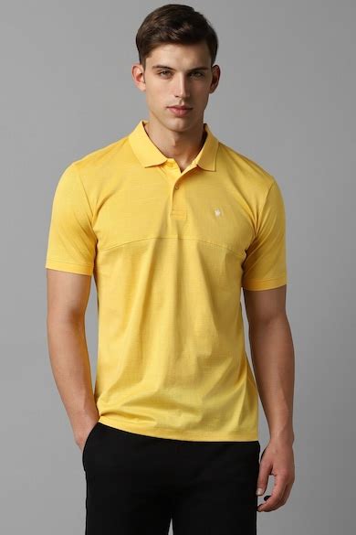 Buy Men Yellow Solid Polo Neck T-shirt Online - 929048 | Louis Philippe