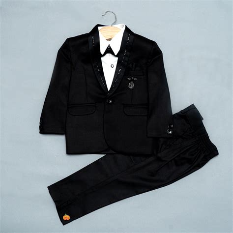 Buy Solid Design Black Boys Tuxedo – Mumkins