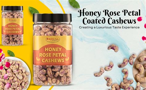 Zaya Dryfruits Honey Rose Petal Coated Cashews | Rose Flavoured Cashews ...