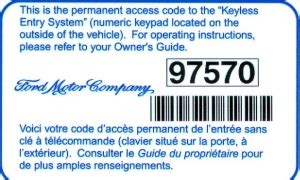 Image result for Ford SecuriCode Factory Code Location