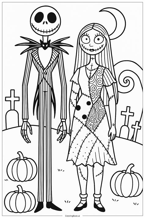 Nightmare Before Christmas Jack und Sally zusammen Ausmalbild ...
