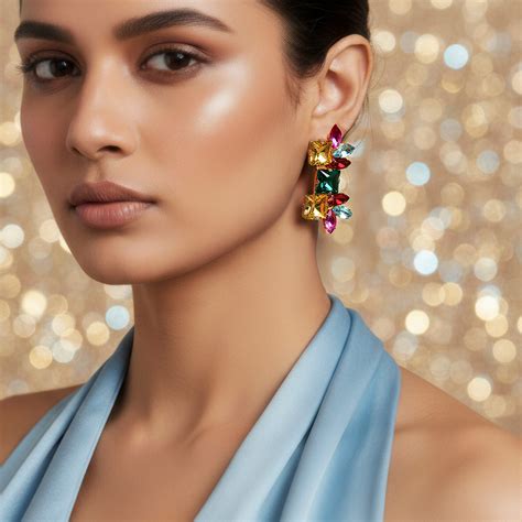 PRAO Earrings Anti-Tarnish Multi-Color Linear Statement Studs