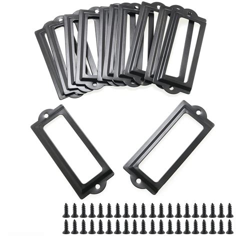 JianLing 20PCS Black Label Holder Black Office Library File Drawer ...